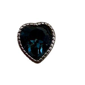 Single Earring 925 Silver Blue Heart Stud Marked FD 925 Heart Shape Valentine